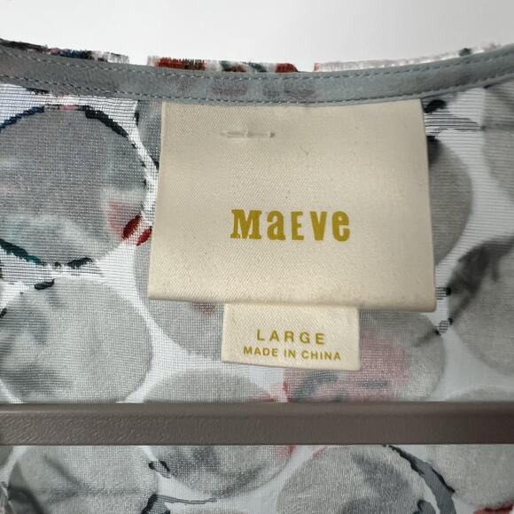 Maeve Anthropologie Shirt Womens Large Gray Floral Silk Velvet Burnout Wrap - Picture 3 of 11